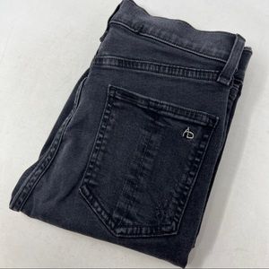 Rag & Bone Women's 26 High Rise Skinny Distressed Frayed Hem Black Denim Jeans